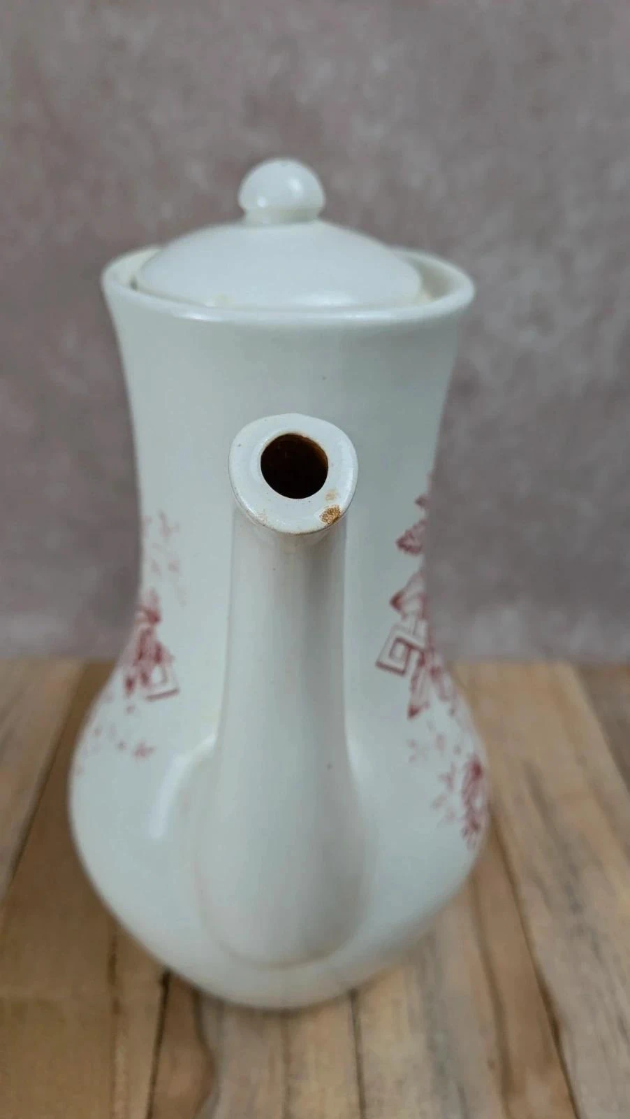 Tetera/cafetera vintage Sarreguemines – decoración floral roja – photo 5